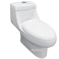 One piece siphonic peru round white glaze porcelain toilet