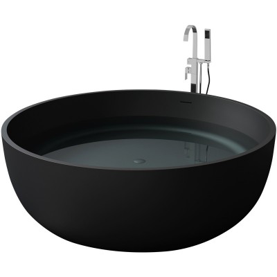 Black Round bathtub / Marquina Solid Surface Artificial Stone freestanding Bathtub   bathroom marble resin bath tub