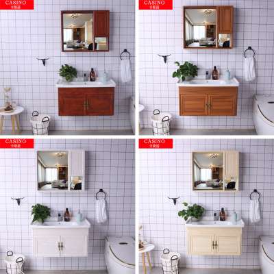 Vanity cabinet cheap Wall mounted bathroom wash basin vanity Wood color Furniture granite Bathroom lavamanos