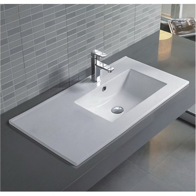 Bathroom Sanitary Ware Sink Ceramic Cabinet White Ceramic Basin Sink Rectangle Thin Edge Bathroom Washbasin