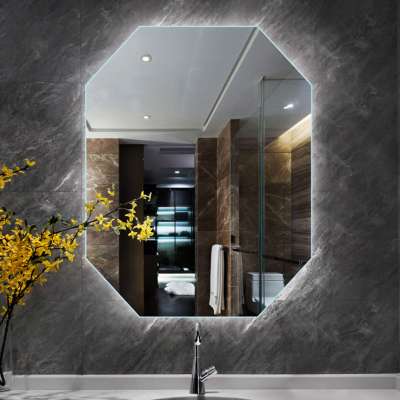 Modern Style Rectangular Time display Mirror Bathroom customized LED high standard hotel home led backlit bathroom vanity mirror