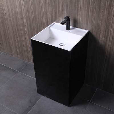 Solid Surface Pedestal resin wash basin Stone Resin square free standing sink  ,artificial stone bathroom Basin