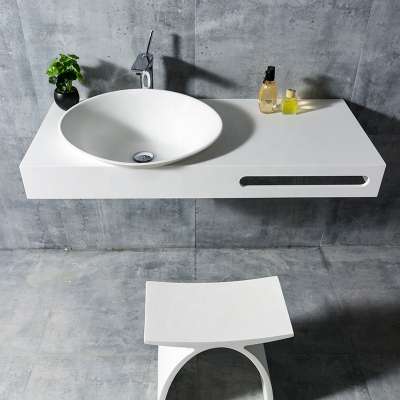 Modern sanitary ware wall hung  Artificial Stone basin sink & cabinet acrylic solid surface Wash Basin with towel bar