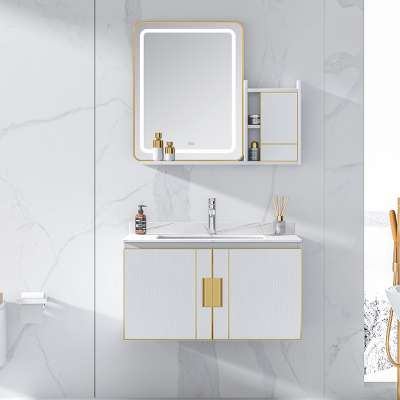 Porcelain Bathroom Sinks Vanity Set Italian Marble Wood cabinet MDF Furniture wash basin