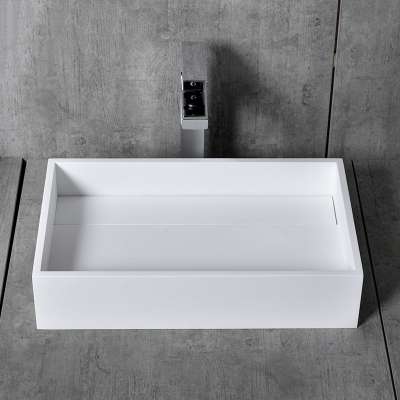 CASINO Solid Surface Resin Stone Wash Basin Sink Pure White  Basin Bathroom Sink for Project