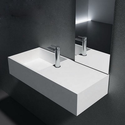 Classical design solid surface bathroom stone hand wash wall hung basin