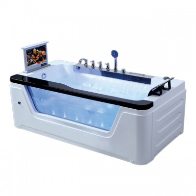 Glass luxurious Jet Massage Bath tub With TV And Colored Bubble Whirlpool Bathtubs